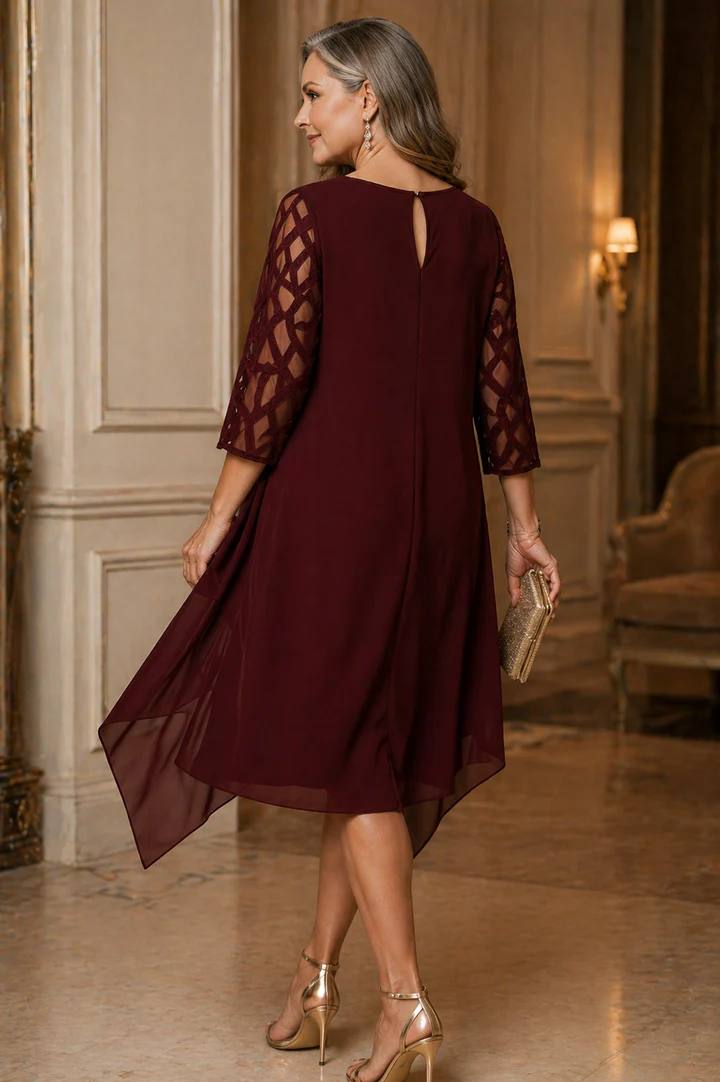 Women's Elegant Chiffon Overlay Cocktail Dress