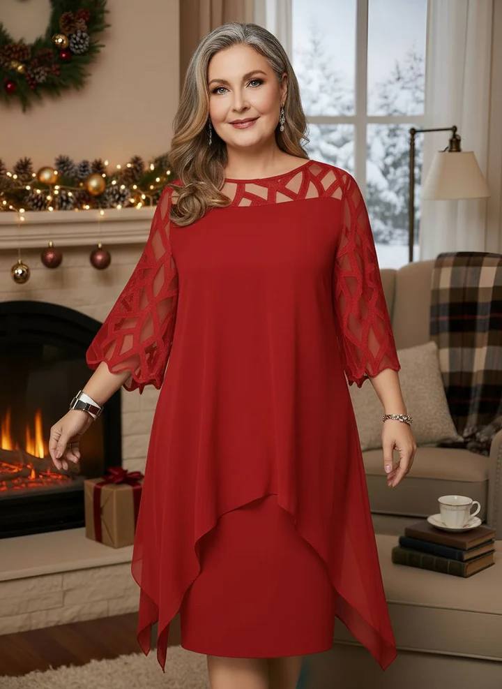Women's Elegant Chiffon Overlay Cocktail Dress