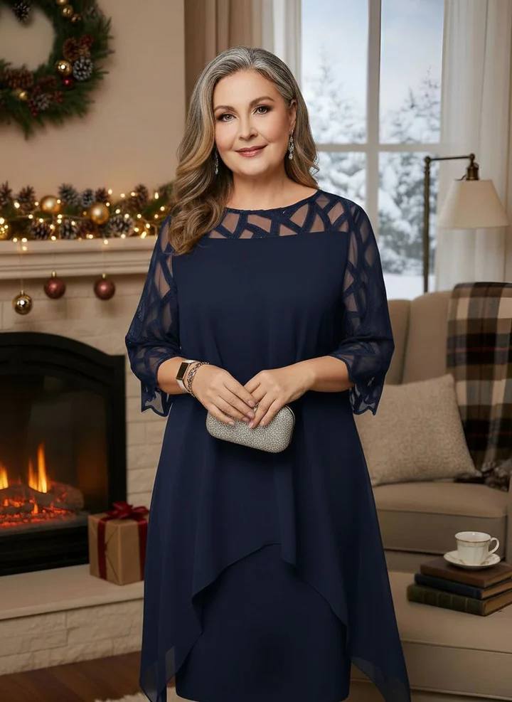 Women's Elegant Chiffon Overlay Cocktail Dress