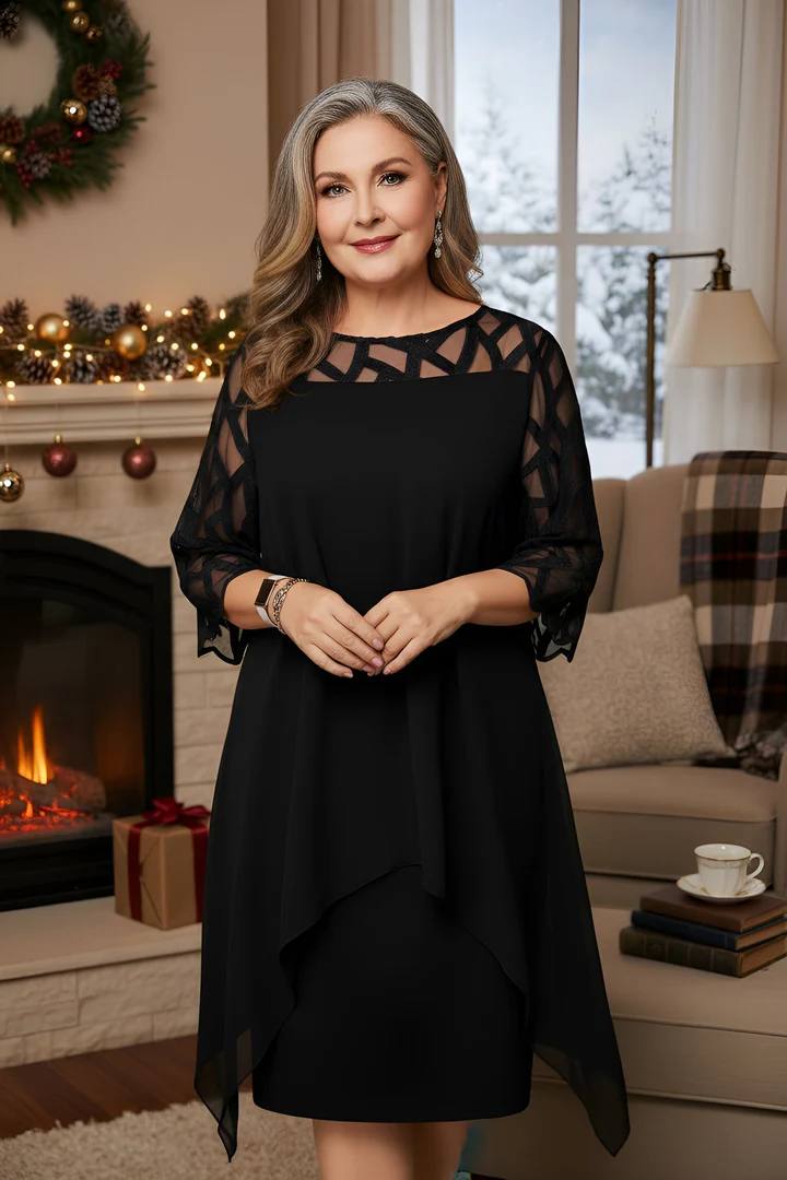 Women's Elegant Chiffon Overlay Cocktail Dress