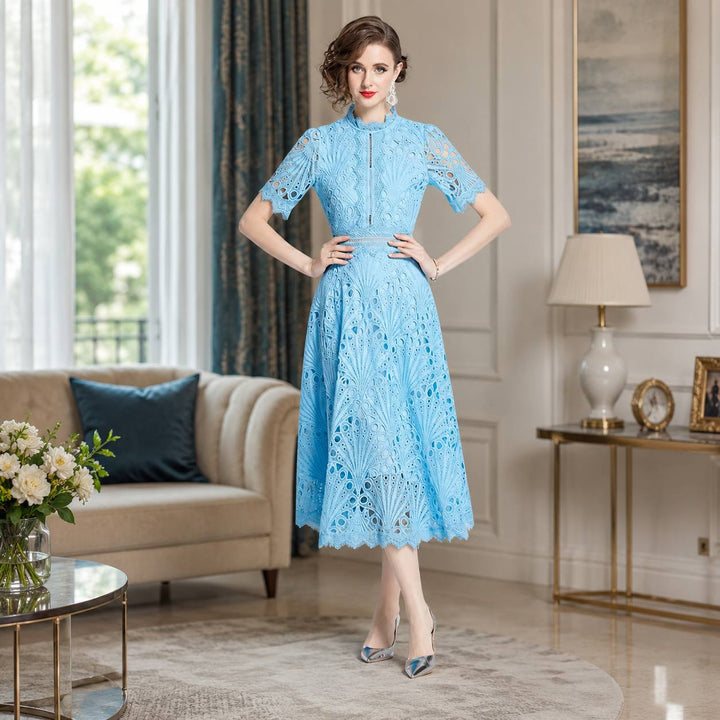 Women's Elegant Floral Lace Midi Dress