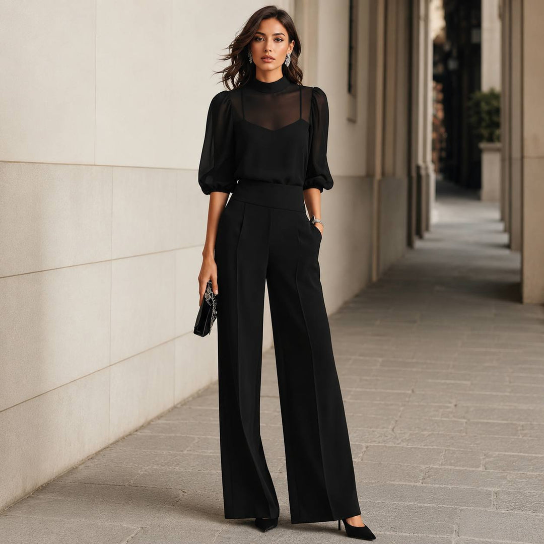 Women's Chiffon Three Piece Wide Leg Set