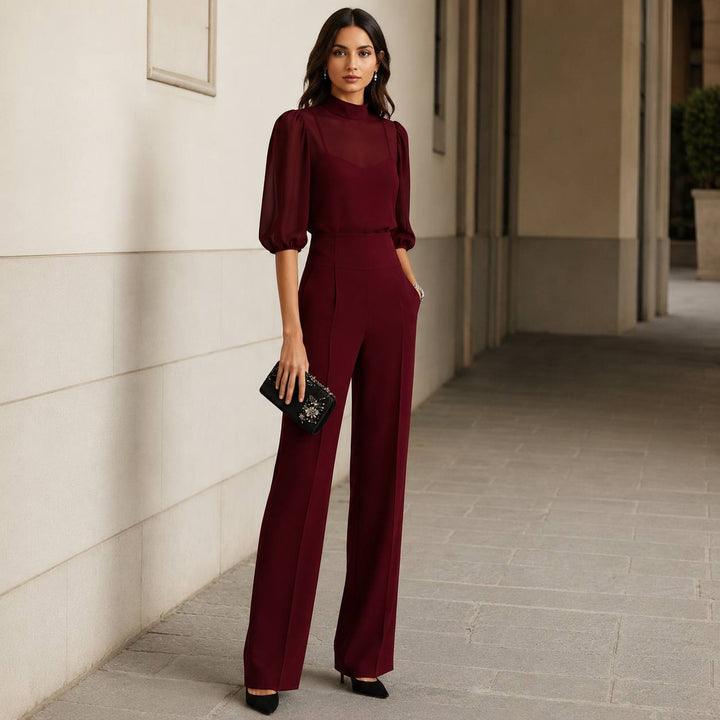 Women's Chiffon Three Piece Wide Leg Set