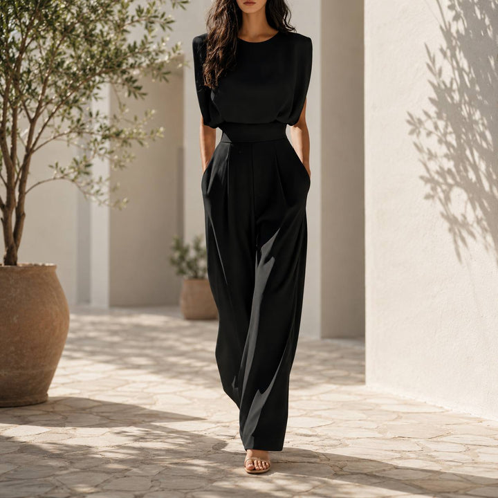 Women's Sleeveless Waisted Wide Leg Jumpsuit