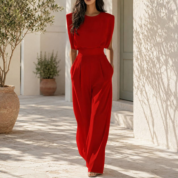 Women's Sleeveless Waisted Wide Leg Jumpsuit
