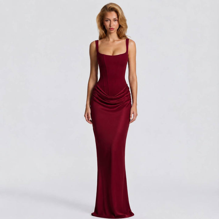 Women's White Sleeveless Corset Maxi Gown