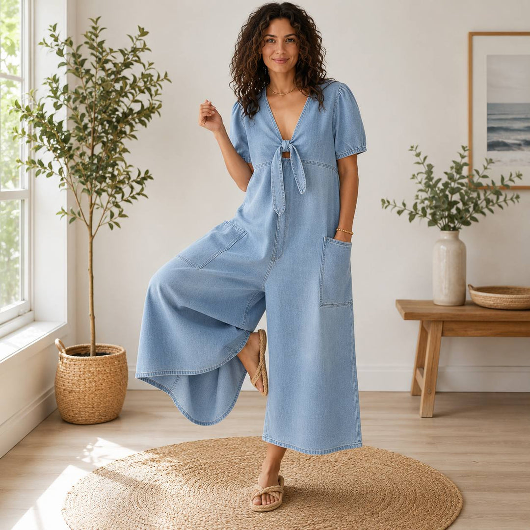 Women's Denim Wide Leg Jumpsuit