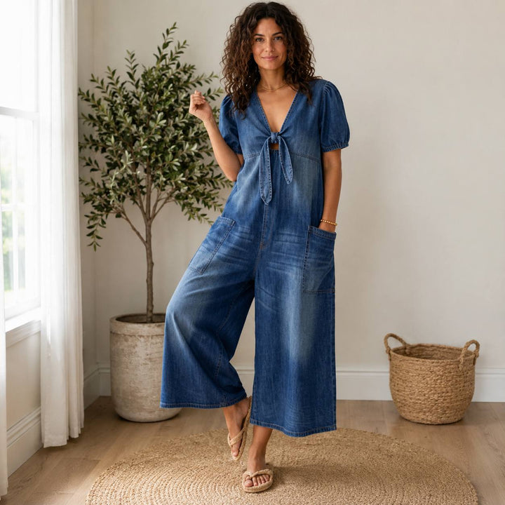 Women's Denim Wide Leg Jumpsuit