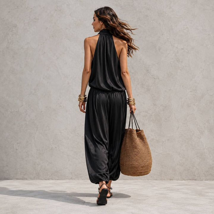 Women's Sleeveless Drape Top & Harem Pants Set