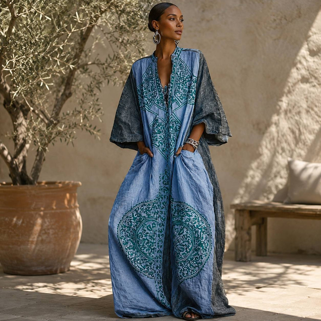 Women's Printed Kaftan Maxi Jumpsuit