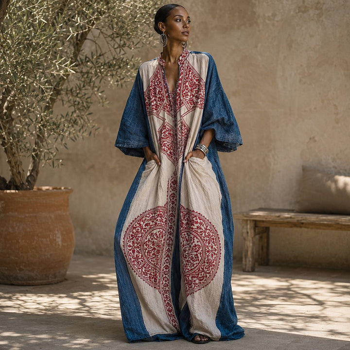Women's Printed Kaftan Maxi Jumpsuit