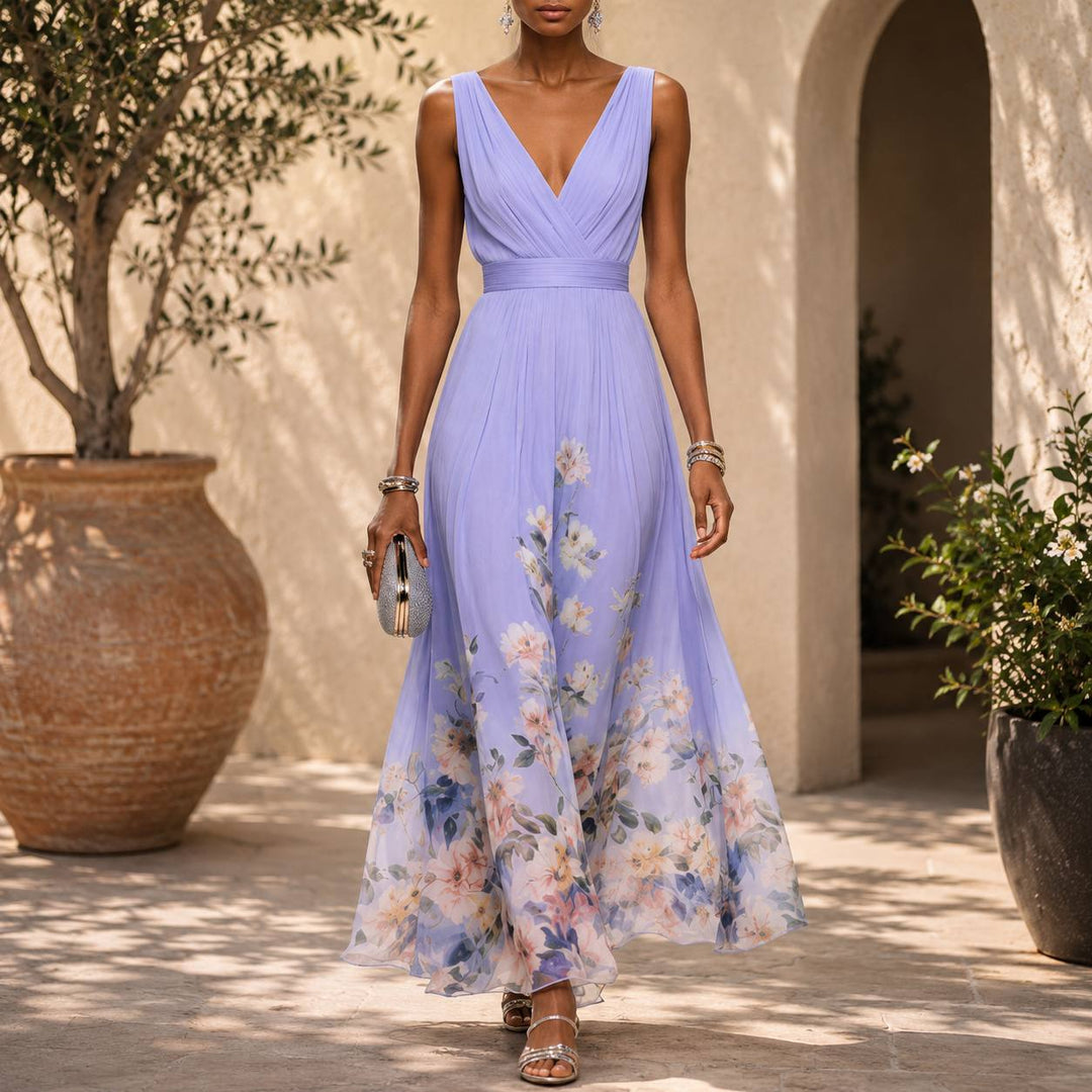 Women's Floral Chiffon Maxi Dress