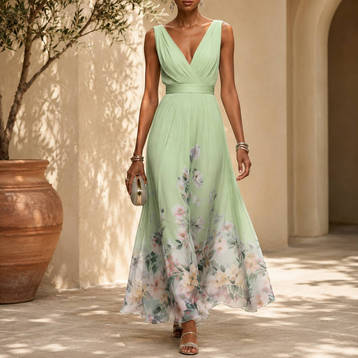 Women's Floral Chiffon Maxi Dress