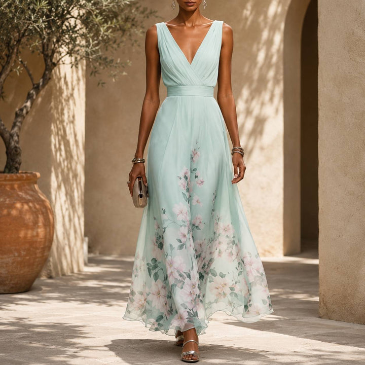 Women's Floral Chiffon Maxi Dress