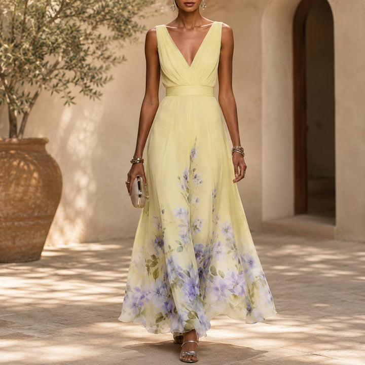 Women's Floral Chiffon Maxi Dress