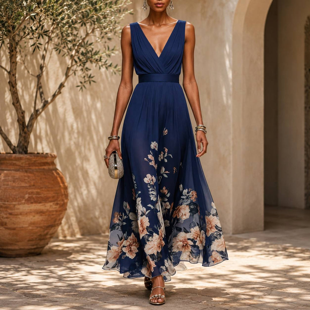 Women's Floral Chiffon Maxi Dress