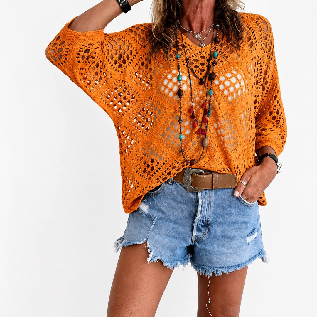 Women's Oversized Crochet Knit Sweater