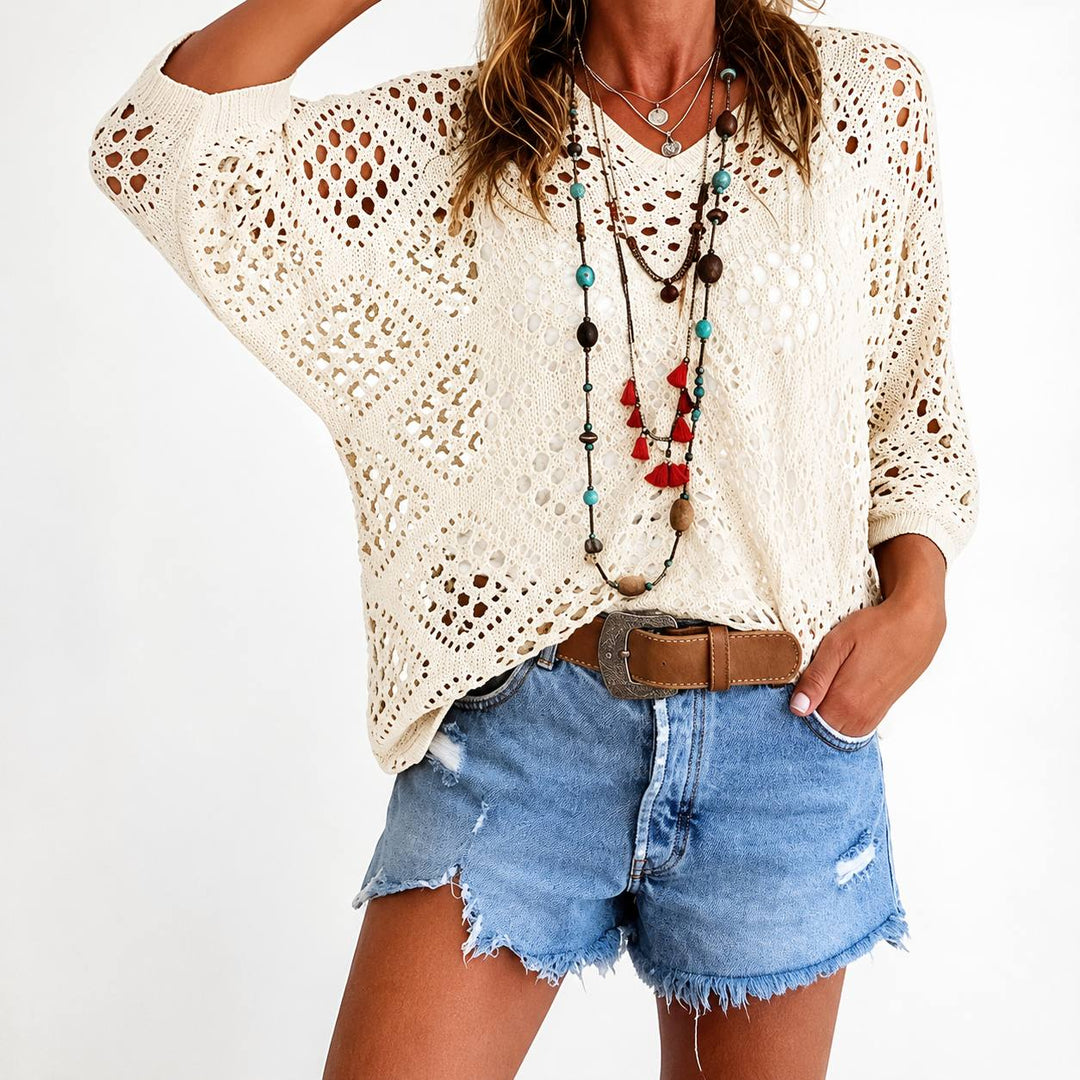 Women's Oversized Crochet Knit Sweater