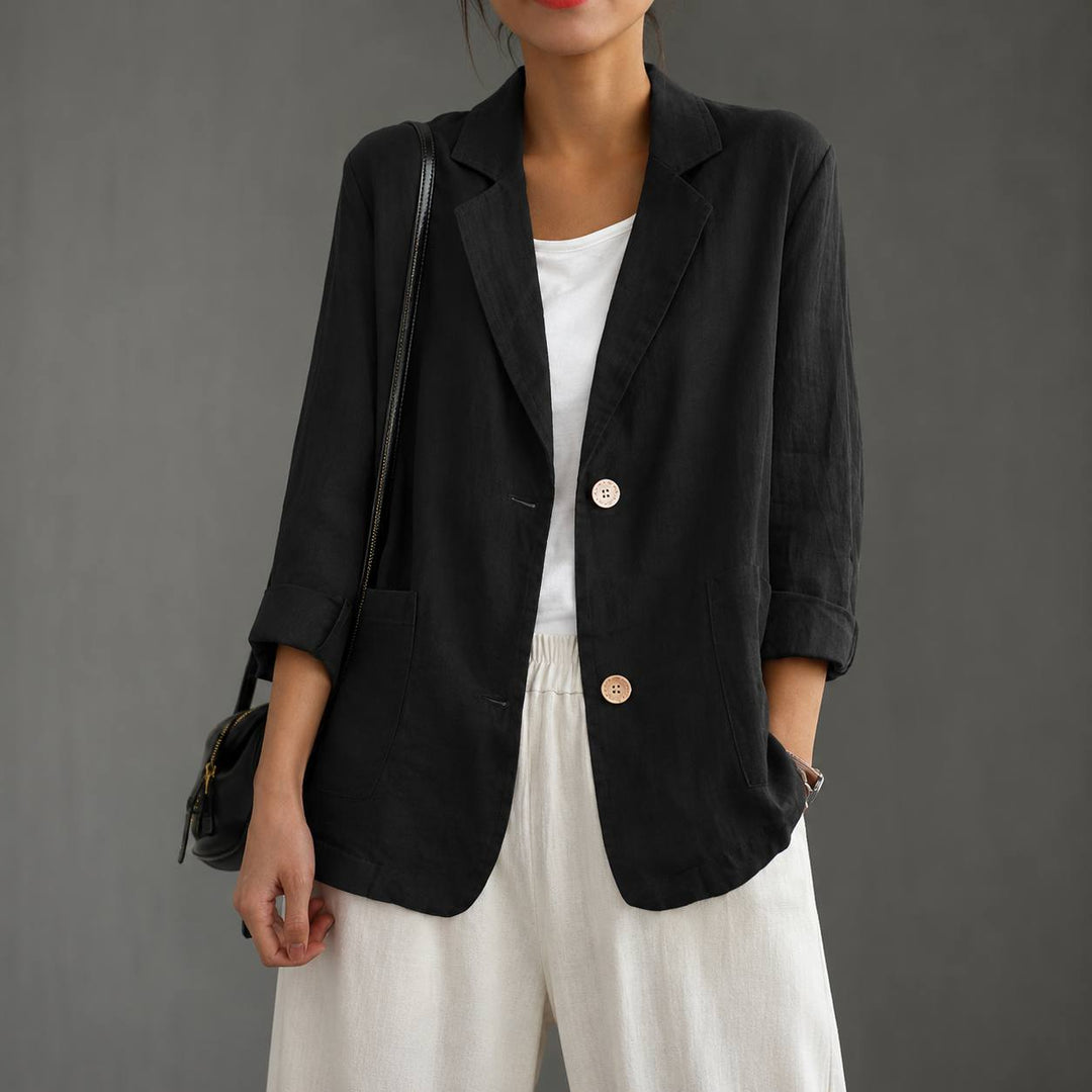 Women's Cotton Relaxed Single Button Blazer