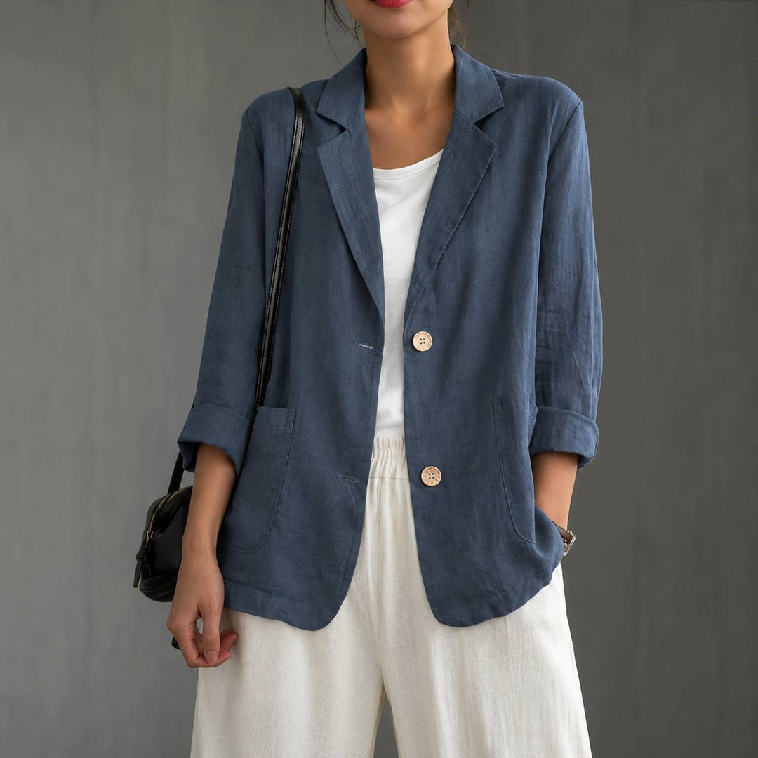 Women's Cotton Relaxed Single Button Blazer