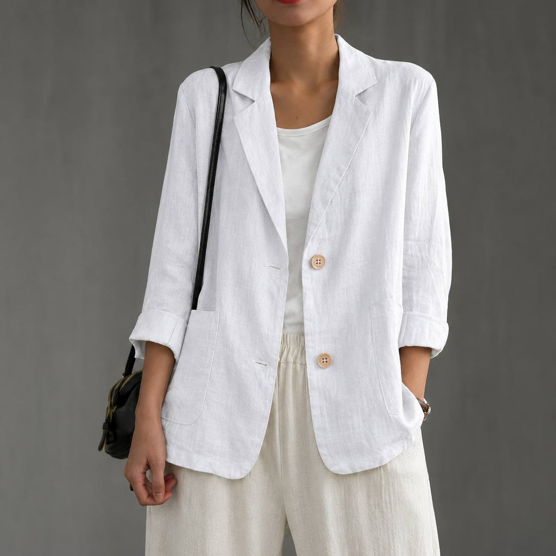 Women's Cotton Relaxed Single Button Blazer
