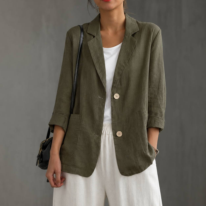 Women's Cotton Relaxed Single Button Blazer