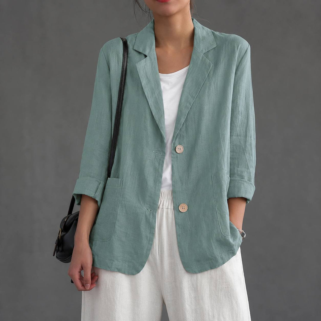 Women's Cotton Relaxed Single Button Blazer