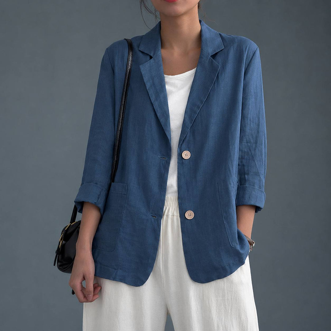 Women's Cotton Relaxed Single Button Blazer