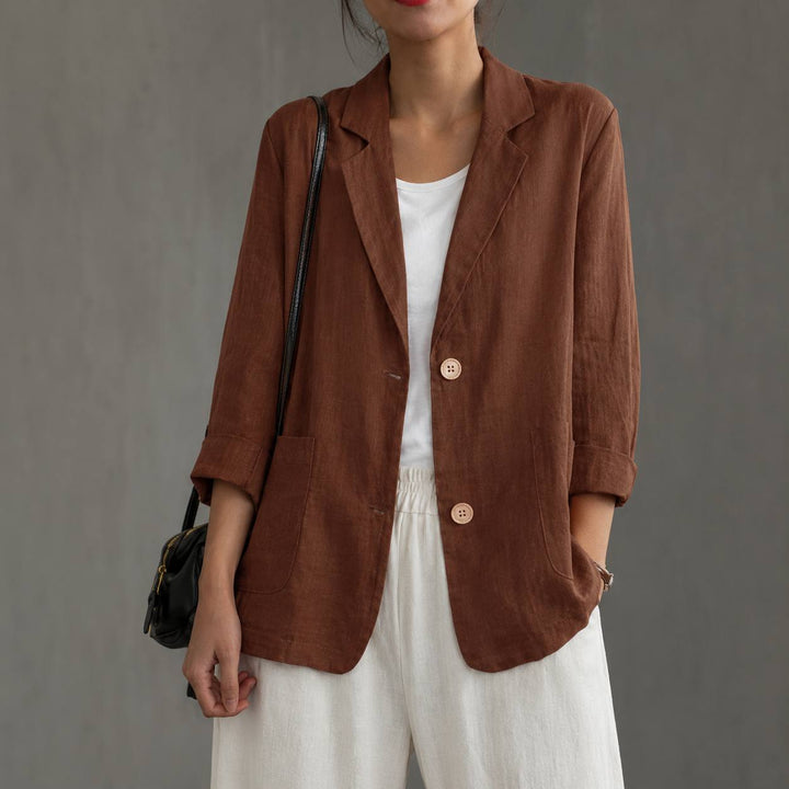Women's Cotton Relaxed Single Button Blazer