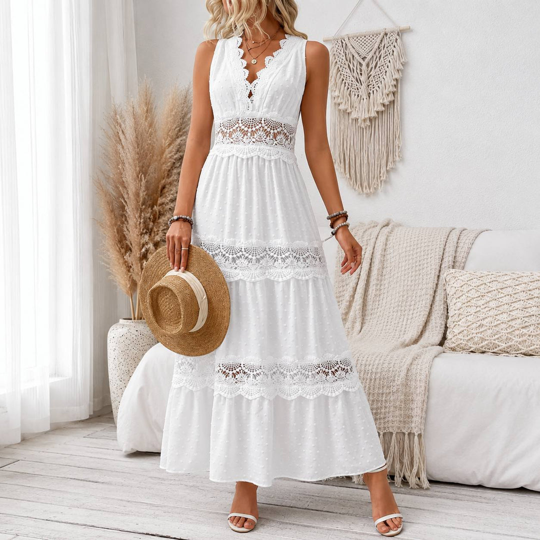 Women's  Sleeveless Lace Boho Maxi Dress