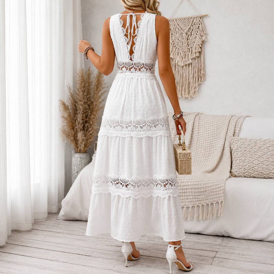 Women's  Sleeveless Lace Boho Maxi Dress