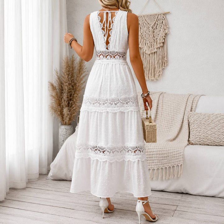 Women's  Sleeveless Lace Boho Maxi Dress
