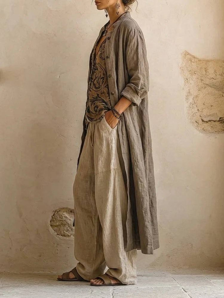 Women's Boho Cardigan & Wide Leg Trousers Set