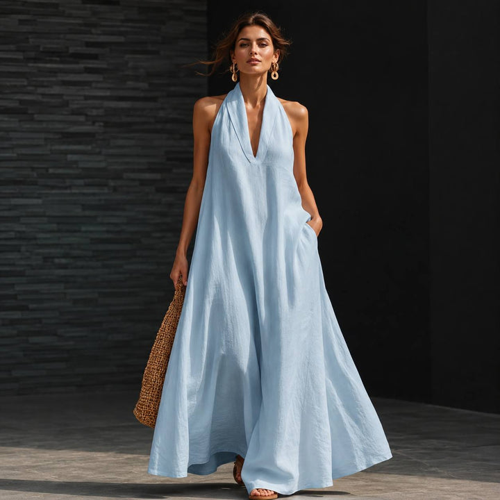 Women's Halter Neck Flowing Maxi Dress