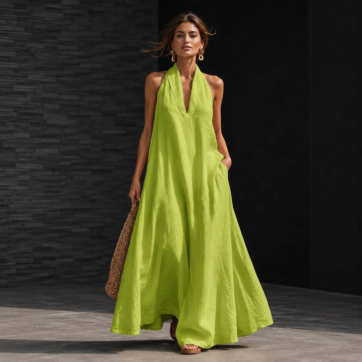Women's Halter Neck Flowing Maxi Dress