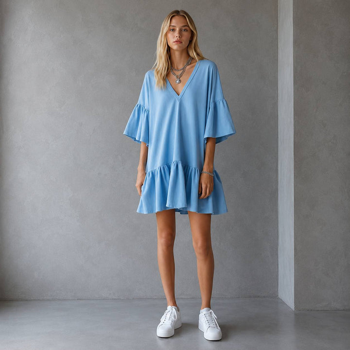 Women's Relaxed Flowy Ruffle Mini Dress