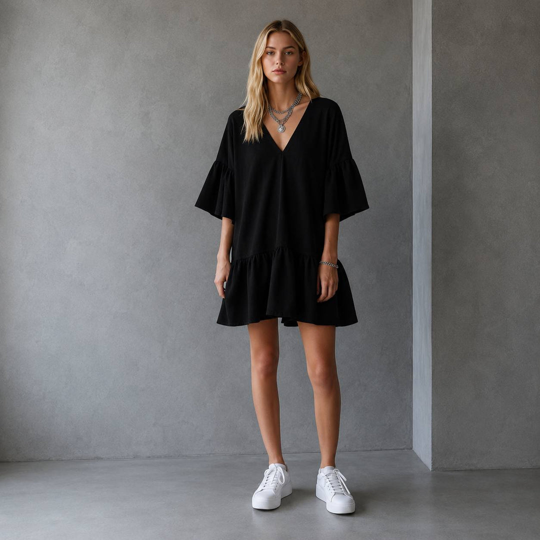 Women's Relaxed Flowy Ruffle Mini Dress