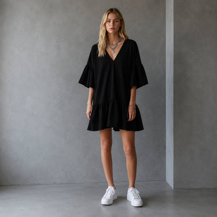 Women's Relaxed Flowy Ruffle Mini Dress