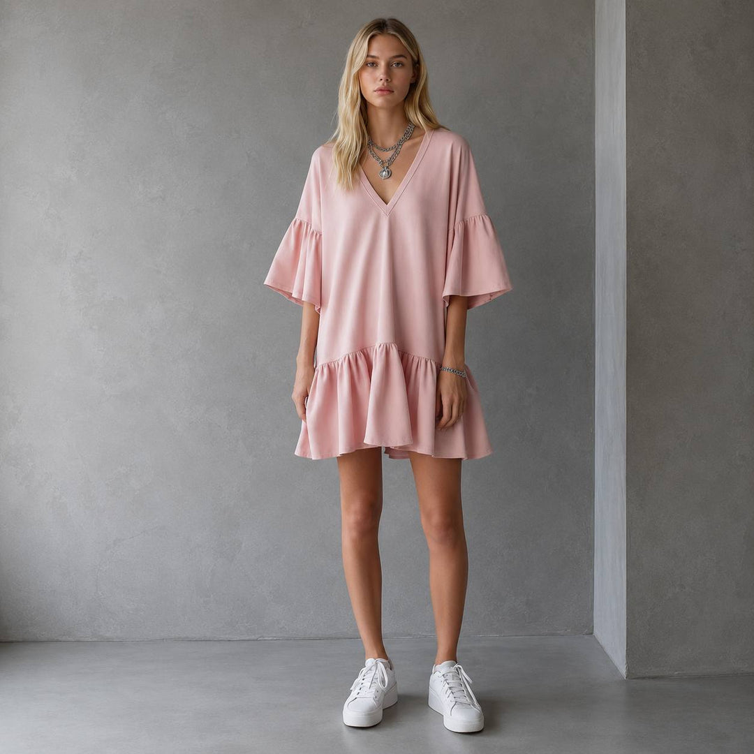 Women's Relaxed Flowy Ruffle Mini Dress