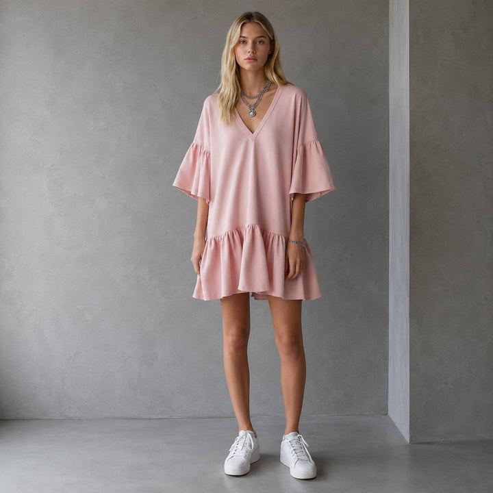 Women's Relaxed Flowy Ruffle Mini Dress