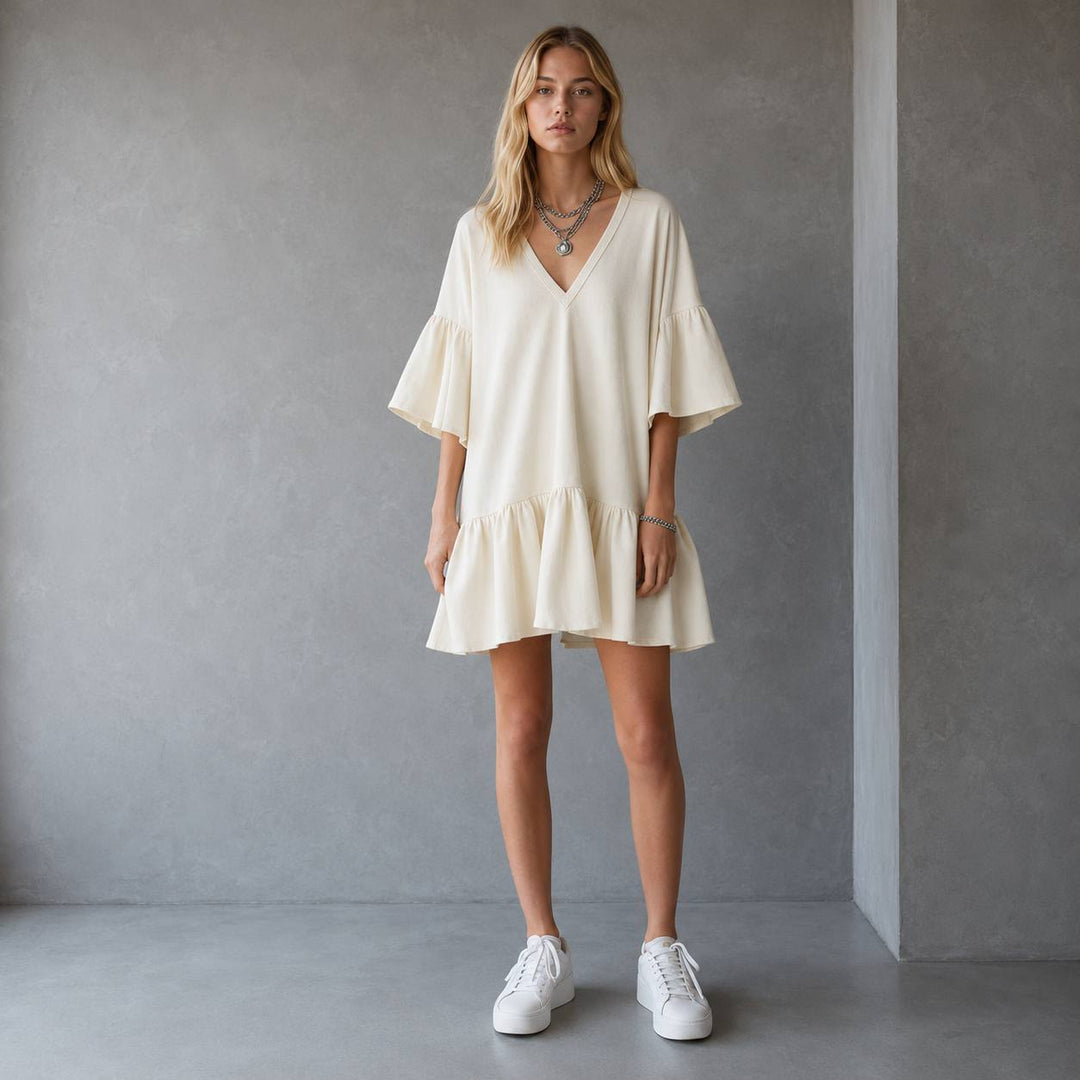 Women's Relaxed Flowy Ruffle Mini Dress