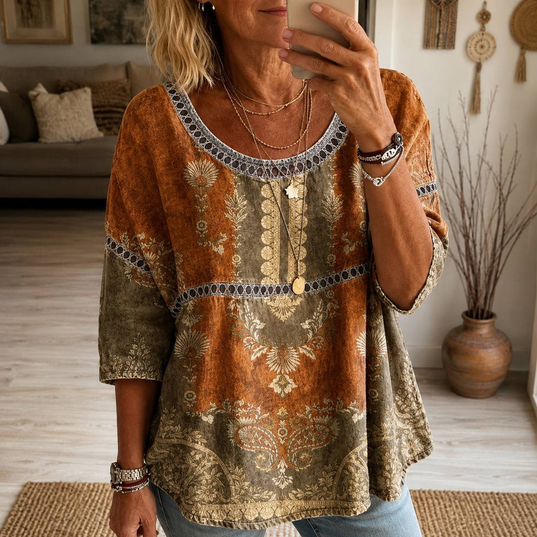 Women's Boho Floral Print Relaxed Fit Blouse