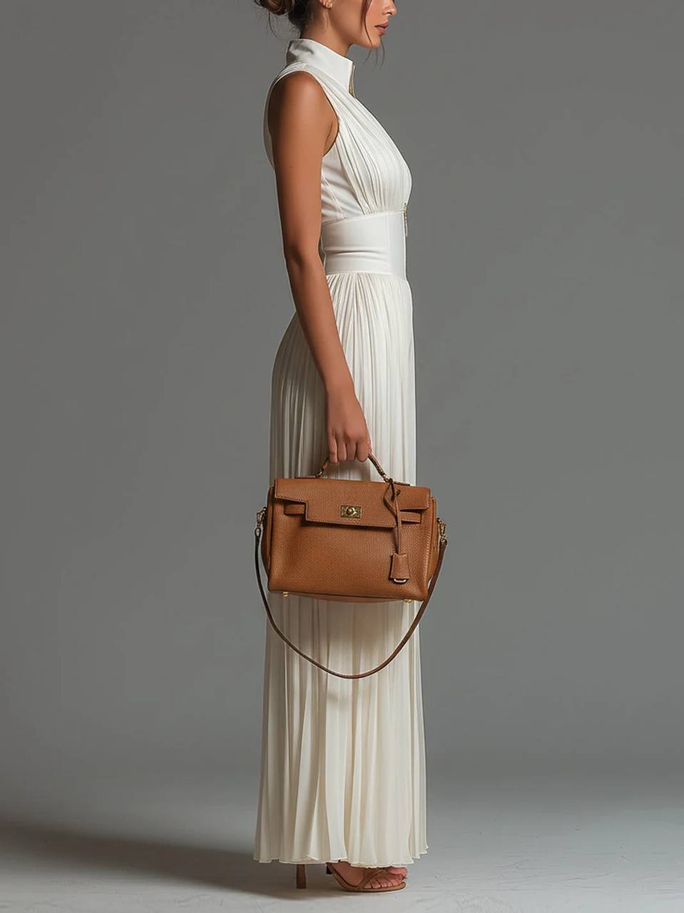 Women's Sleeveless Pleated Halter Wide Leg Jumpsuit
