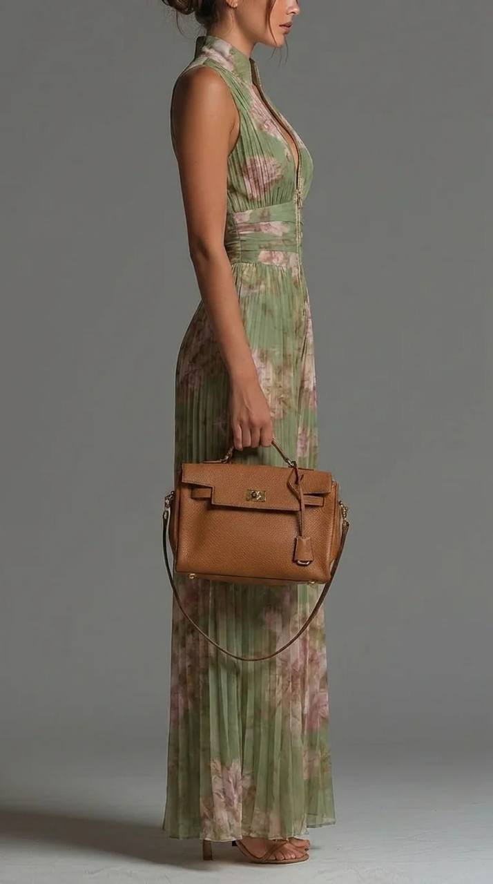 Women's Floral Pleated Halter Wide Leg Jumpsuit