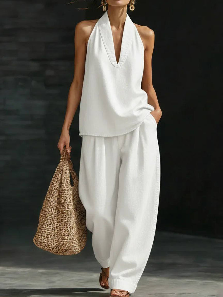 Women's Halter Neck Wide Leg Two Piece Co-Ord Set