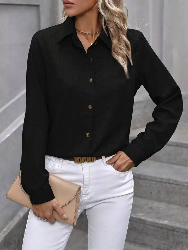 Women's Long Sleeve Button Down Collared Office Shirt