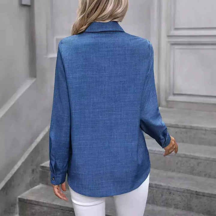 Women's Long Sleeve Button Down Collared Office Shirt