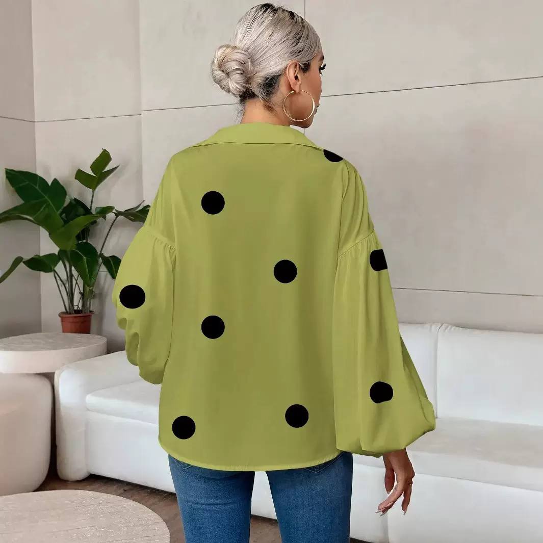 Women's Polka Dot Puff Sleeve Blouse