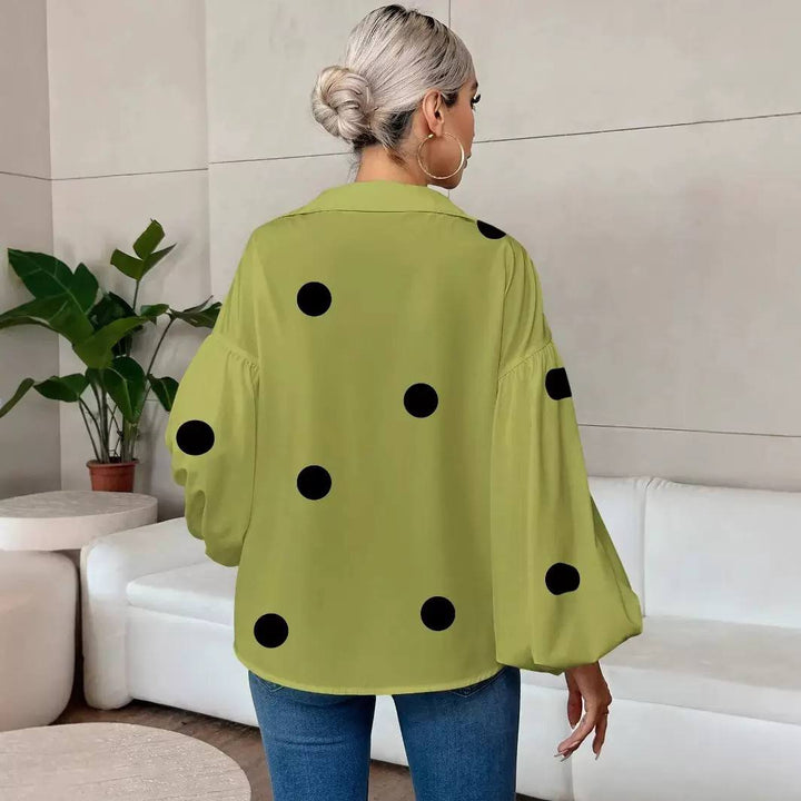 Women's Polka Dot Puff Sleeve Blouse