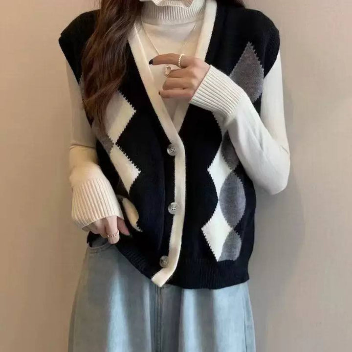 Women's Argyle Knit Sweater Vest